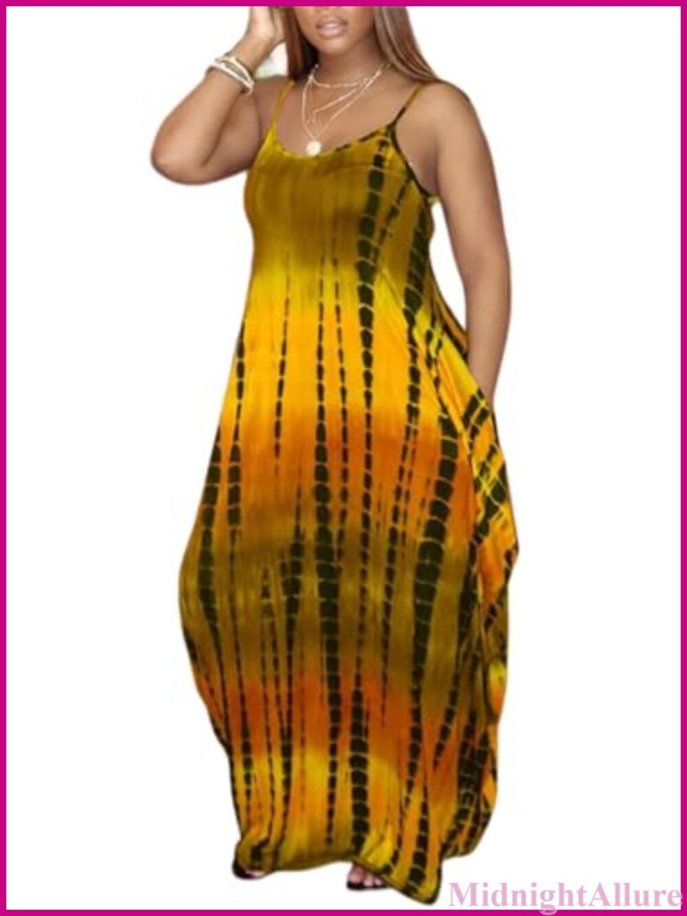 Plus Size Boho Maxi Sundress Sleeveless Floral Beach Dress with Pockets